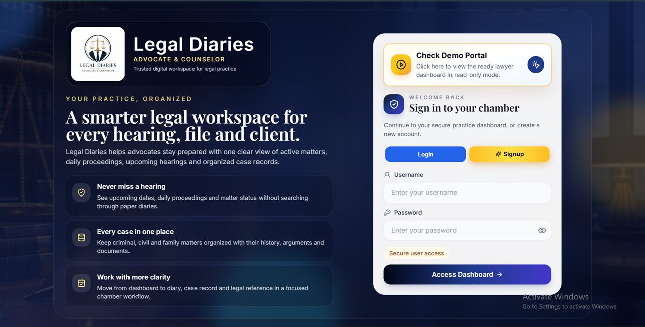 Legal Diaries website preview